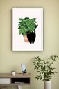 Ver imagem 1 de Quadro Decorativo Gato Preto Vaso de Planta - 70x50cm:moldura Preta
