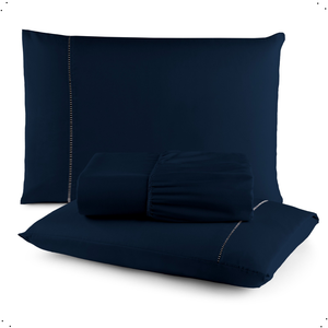 Jogo de Lencol Solteiro 2 Peças Cor Azul 400 Fios Percal com Elastico Hotel Luxo