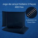 Ver imagem 5 de Jogo de Lencol Solteiro 2 Peças Cor Azul 400 Fios Percal com Elastico Hotel Luxo