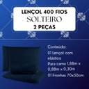 Ver imagem 3 de Jogo de Lencol Solteiro 2 Peças Cor Azul 400 Fios Percal com Elastico Hotel Luxo