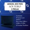 Jogo de Lencol Solteiro 2 Peças Cor Azul 400 Fios Percal com Elastico Hotel Luxo - 3