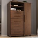Ver imagem 2 de Comoda 5 Gavetas 1 Porta 2 Nichos Imperio 116x172 cm Jacaranda Zanz