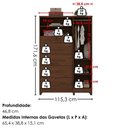 Ver imagem 3 de Comoda 5 Gavetas 1 Porta 2 Nichos Imperio 116x172 cm Jacaranda Zanz