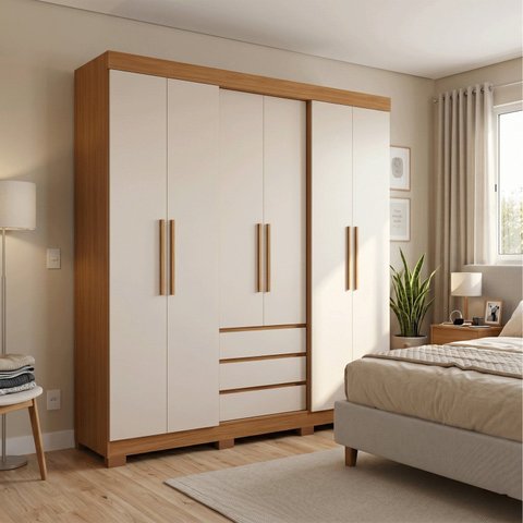 Guarda-Roupa Grande Casal 6 Portas e 3 Gavetas Square