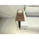 Ver imagem 2 de Mesinha Lateral para Sofá, Mesa Apoio, Mesa Auxiliar Sofá, Mesinha de Sofá Branco e Amadeirado Escur