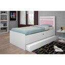 Ver imagem 1 de Cama Baú 0,88 Larissa com Auxiliar em MDF Framar Branco Rosa