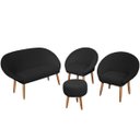 Ver imagem 1 de Kit Recepção 2 Poltronas 1 Namoradeira com Puff Resistente para Sala de Espera Decor Tecido Veludo