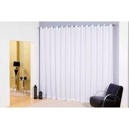 Cortina Para Sala ou Quarto 4,00m X 2,80m Em Tecido Microfibra Com Voil Branco Com Ilhós Cromado Par - 1