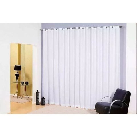 Cortina Para Sala ou Quarto 4,00m X 2,80m Em Tecido Microfibra Com Voil Branco Com Ilhós Cromado Par