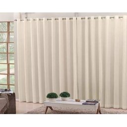 Cortina Para Sala ou Quarto 4,00m X 2,80m Em Tecido Microfibra Com Voil Palha Com Ilhós Cromado Para - 1
