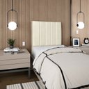 Ver imagem 3 de Cabeceira Estofada Solteiro Carla 90 Cm Corino Bege