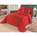 Ver imagem 1 de Kit Edredom + Lençol Aconchego Dupla Face Casal Queen 6 Pçs Vermelho