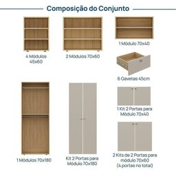 Guarda Roupa 8 Módulos 10 Portas 6 Gavetas Frame Cabecasa MadeiraMadeira   - 3