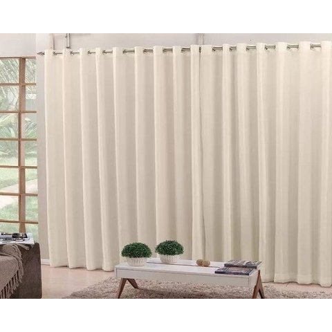 Cortina Voil com Forro Blackout Tecido 4,00x2,80 Corta Luz Avela