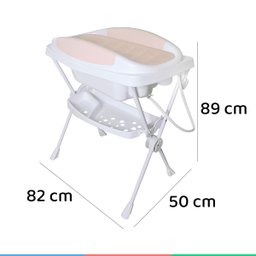 Banheira Para Bebe Banho Premium Com Suporte e trocador 20 Litros Branca e Rosa - Galzerano - 5