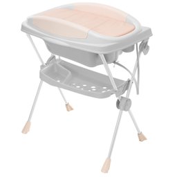 Banheira Para Bebe Banho Premium Com Suporte e trocador 20 Litros Branca e Rosa - Galzerano - 1