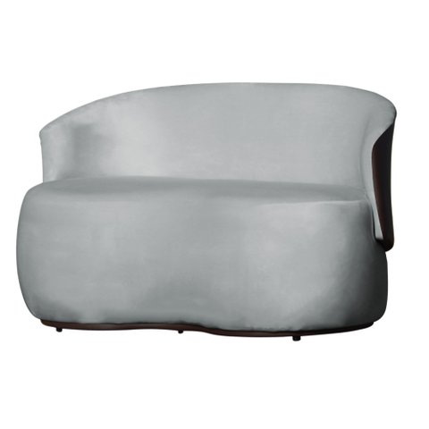 Namoradeira 2 Lugares Orgânica Decorativa Beatriz Veludo Cinza/pu Marrom - Montanaris Decor