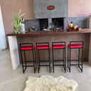 Ver imagem 5 de Kit 2 Banquetas Quadrada Bistro Industrial Alta Casa Bar Cozinha:vermelho