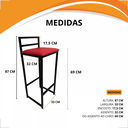 Ver imagem 4 de Kit 2 Banquetas Quadrada Bistro Industrial Alta Casa Bar Cozinha:vermelho