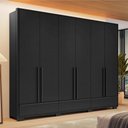 Ver imagem 1 de Guarda Roupa Casal 6 Portas 3 Gavetas NT6035 Preto Tx Notável Móveis