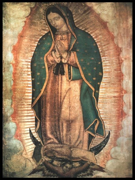 Quadro Decorativo Religioso Nossa Senhora de Guadalupe 20x30cm com Moldura e Vidro