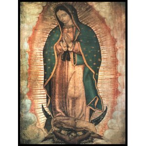 Quadro Decorativo Religioso Nossa Senhora de Guadalupe 20x30cm com Moldura e Vidro