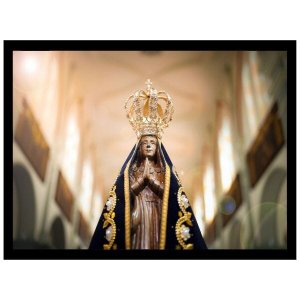 Quadro Decorativo Religioso Nossa Senhora Aparecida 30x40cm com moldura e vidro