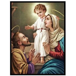 Quadro Decorativo Religioso Jesus Maria e José Família de Nazaré 30x40cm com moldura e vidro - 1