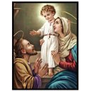 Ver imagem 1 de Quadro Decorativo Religioso Jesus Maria e José Família de Nazaré 30x40cm com Moldura e Vidro