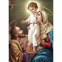 Ver imagem 1 de Quadro Decorativo Religioso Jesus Maria e José Família de Nazaré 40x60cm