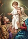 Ver imagem 1 de Quadro Decorativo Religioso Jesus Maria e José Família de Nazaré 40x60cm