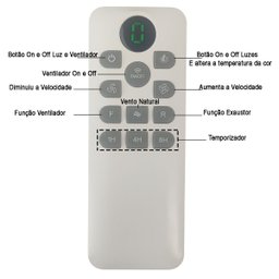 Ventilador Lampada de Teto Grande Led 3 em 1 Controle Remoto Retratil Ajustavel Quarto Sala Casa Tra - 3