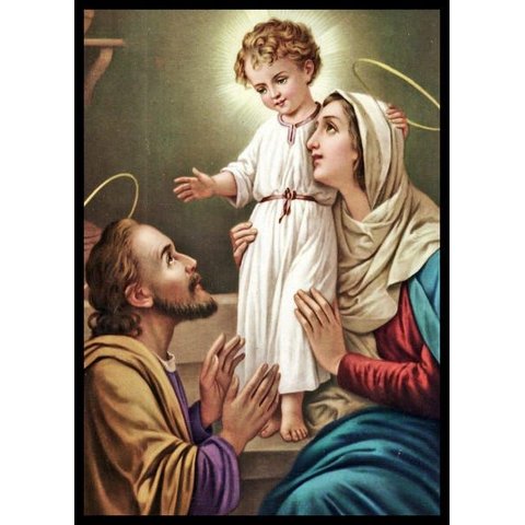 Quadro Decorativo Religioso Jesus Maria e José Família de Nazaré 40x50cm com Moldura e Vidro