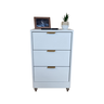Mesa de Cabeceira Branca 40cm 3 Gavetas Mdf Quarto Gaveteiro Puxador Dourado-com Rodinhas Já Montado - 1