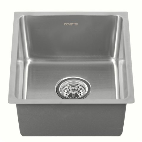 Cuba Aço Inox 304 Cromada 44x38 Cm Moderna com Válvula Inovartte Icb05