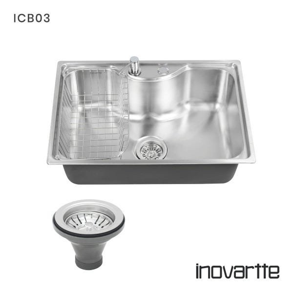 Cuba em Aço Inox 304 com Válvula, Dosador Detergente e Cesto Cozinha Área Gourmet Inovartte Icb03 - 3