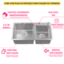 Ver imagem 5 de Cuba Dupla Aço Inox 304 Cozinha Área Gourmet com Válvula e Dispenser Inovartte Icb10