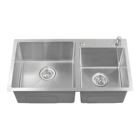 Cuba Dupla Aço Inox 304 Cozinha Área Gourmet com Válvula e Dispenser Inovartte Icb10