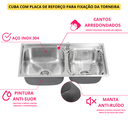 Ver imagem 5 de Cuba em Aço Inox 304 com Válvula, Dispenser e Cesto Cozinha Área Gourmet Inovartte Icb06
