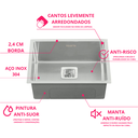 Ver imagem 6 de Cuba Cromada 54x44 Cm Aço Inox 304 Cozinha Área Gourmet com Válvula Inovartte Icb04