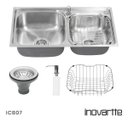 Ver imagem 3 de Cuba em Aço Inox com Válvula, Dispenser e Cesto Cozinha Área Gourmet Marca Inovartte Icb07