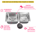 Ver imagem 4 de Cuba em Aço Inox com Válvula, Dispenser e Cesto Cozinha Área Gourmet Marca Inovartte Icb07