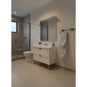 Gabinete para Banheiro com Cuba e Espelheira 80cm Mdf Branco Milano - On Móveis