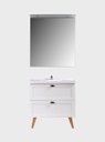 Ver mais imagens de Gabinete para Banheiro com Cuba e Espelheira 80cm Mdf Branco Milano - On Móveis