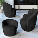 Ver imagem 1 de Kit Namoradeira + 2 Poltronas Decorativa Beatriz Orgânica Couro Preto