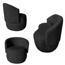 Ver imagem 2 de Kit Namoradeira + 2 Poltronas Decorativa Beatriz Orgânica Couro Preto