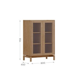 Cristaleira 2 Portas 115cm 100% Madeira Maciça Barcelona - 4