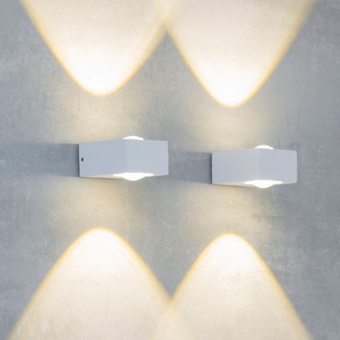 Arandela de Parede Led Folui Retangular Facho Duplo Aberto Externo 3000k 3w Bivolt 5,3x7x8,3cm Alumí