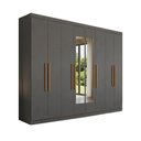 Ver imagem 3 de Guarda-roupa Casal Monte 8 Portas 4 Gavetas 100% Mdf com Espelho Onix - Pnr Móveis