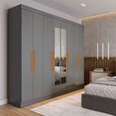 Ver imagem 1 de Guarda-roupa Casal Monte 8 Portas 4 Gavetas 100% Mdf com Espelho Onix - Pnr Móveis